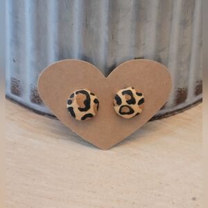 Animal Print Button Earrings
